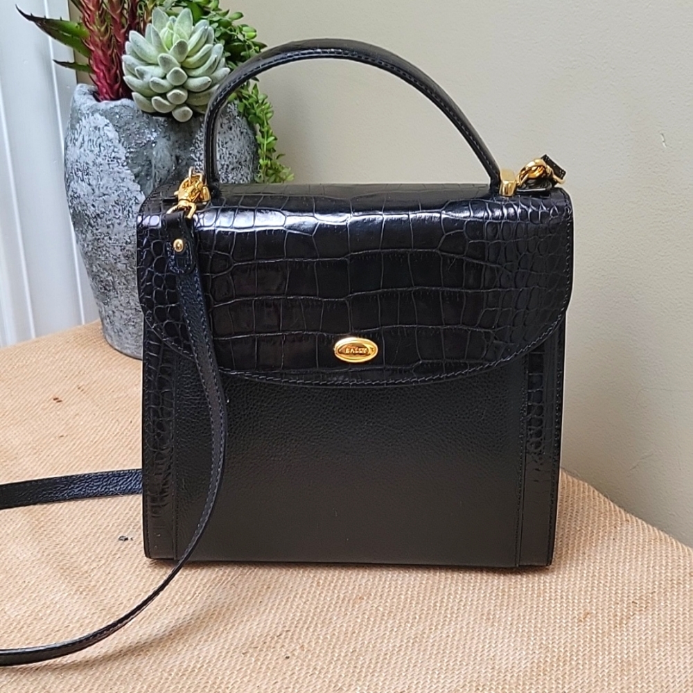 EUC BALLY  2way Croc Embossed handbag/shoulder